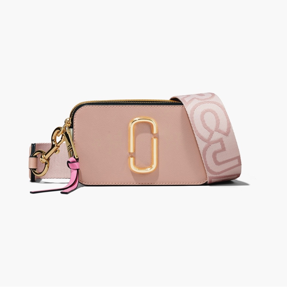 NEW Marc Jacobs Rose Pink Beige Snapshot Camera Crossbody Bag Purse Handbag